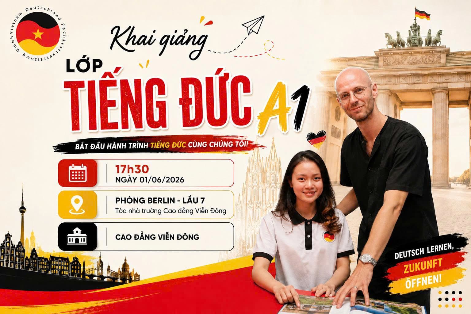 THÔNG BÁO KHAI GIẢNG LỚP TIẾNG ĐỨC A1