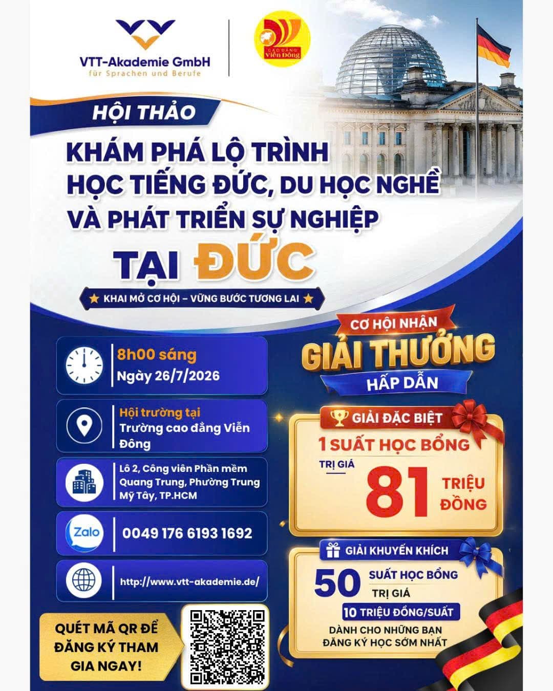 THƯ MỜI THAM DỰ HỘI THẢO – KHÁM PHÁ CƠ HỘI HỌC TẬP VÀ PHÁT TRIỂN SỰ NGHIỆP TẠI ĐỨC